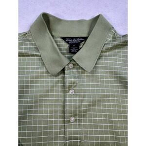 Brooks‎ Brothers Country Club Mens XL Green Windowpane Cotton Polo Shirt XL
